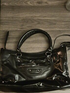 Black Leather Tote Handbag